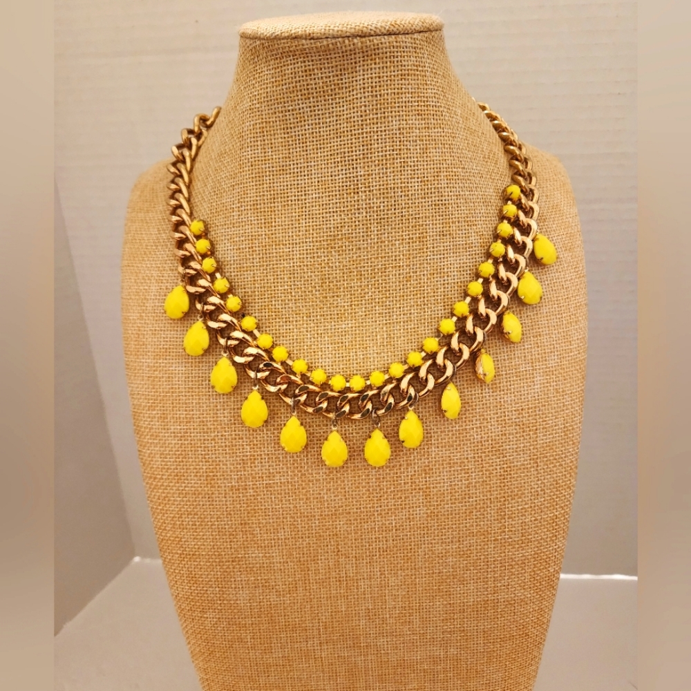 Treska Cuban Link Metal Beaded Statement Necklace
